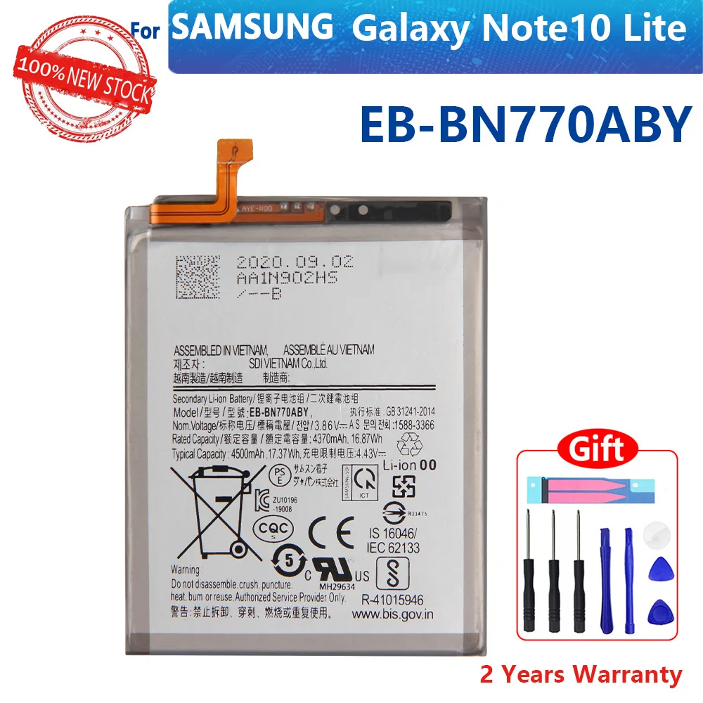 Original Battery EB-BN770ABY For Samsung Galaxy Note10 Lite Genuine Battery 4500mAh High Capacity Replacement Smart Phone+Kits
Original Battery EB-BN770ABY For Samsung Galaxy Note10 Lite Genuine Battery 4500mAh High Capacity Replacement Smart Phone+Kits