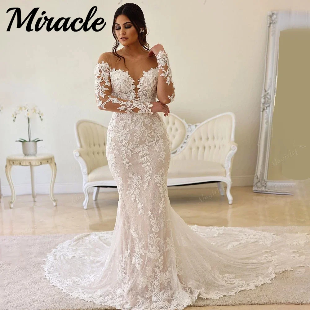 Gorgeous Mermaid Wedding Dress For Women Appliques Sexy O-Neck Backless Bride Robe Lace Long Sleeve Bridal Gown Vestido De Noiva
Gorgeous Mermaid Wedding Dress For Women Appliques Sexy O-Neck Backless Bride Robe Lace Long Sleeve Bridal Gown Vestido De Noiva