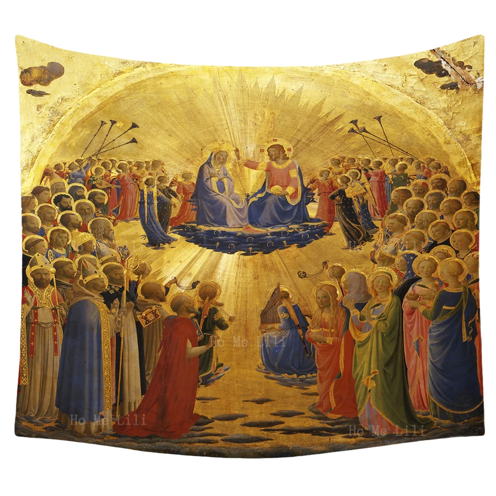 

Coronation Of Virgin The Mother Of God And Baby Jesus Religious Theme Tapestry By Ho Me Lili For Livingroom Wall Decor