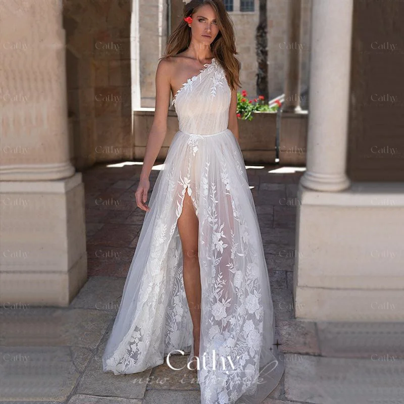 One Shoulder Lace Embroidery Wedding Dress A-line Wedding Dress Sexy Side Split Robe De Mariée Open Back Vestidos De Fiesta
One Shoulder Lace Embroidery Wedding Dress A-line Wedding Dress Sexy Side Split Robe De Mariée Open Back Vestidos De Fiesta