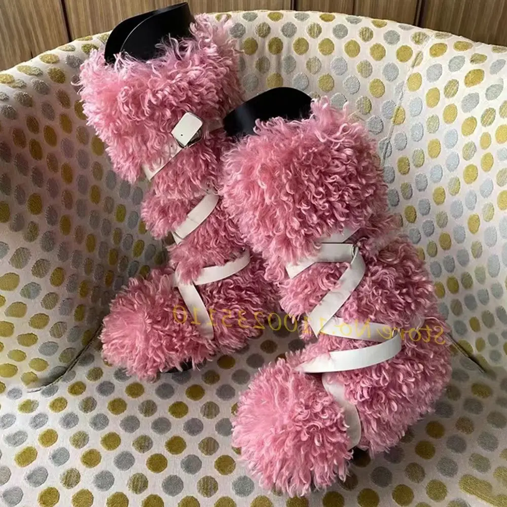 Женские длинные сапоги из овечьей шерсти, на плоской подошве, с перекрестными ремешками
Женские длинные сапоги из овечьей шерсти, на плоской подошве, с перекрестными ремешками