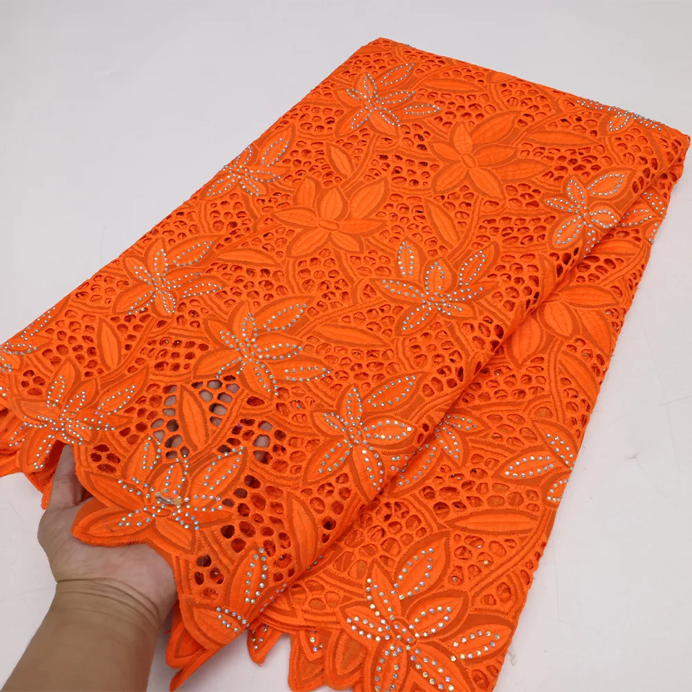NI.AI 5 ярдов оранжевое Африканское гипюровое кружево 2022 высокое качество сухое