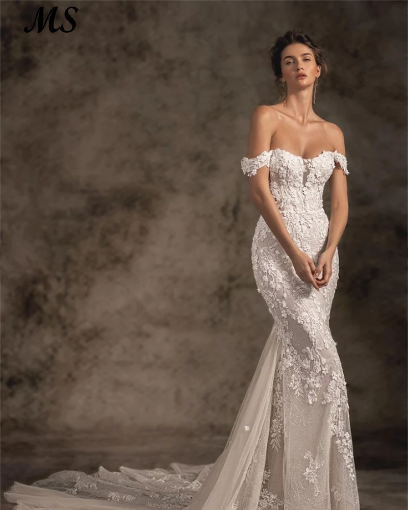 MS Mermaid Luxury Wedding Dress Off The Shoulder Lace Appliques Floor Length Court Train Bridal Gown For Bride Robe De Mariee
MS Mermaid Luxury Wedding Dress Off The Shoulder Lace Appliques Floor Length Court Train Bridal Gown For Bride Robe De Mariee