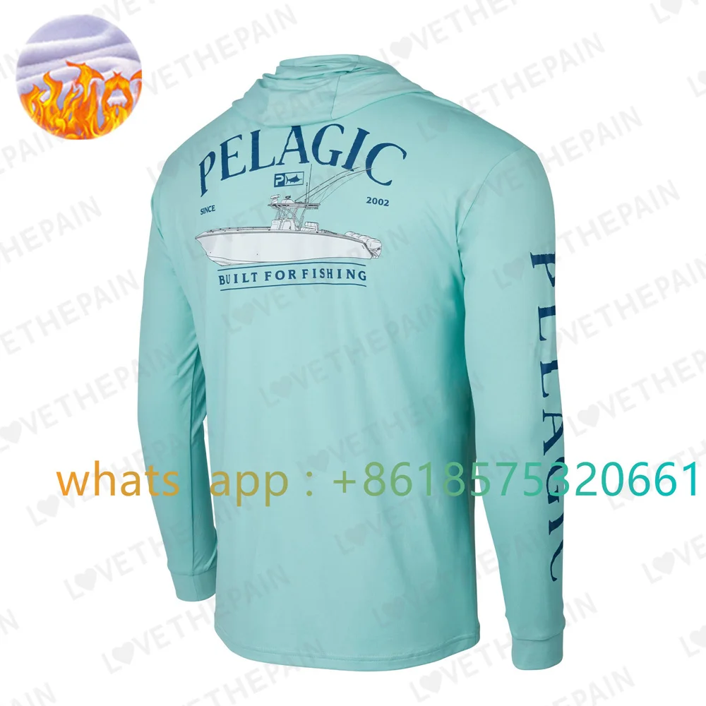 

Pelagic Team Winter Thermal Fleece Fishing Hooded Shirt Men Adults and Child Clothing Coat Protectio Warm Hoodie Fishing Shirts