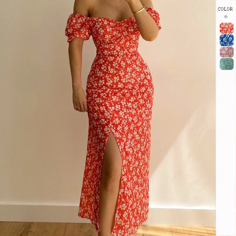 Ladies Spring Summer Sexy Straps Dress Women Green Off Shoulder Ruffles Casual Beach Dresses Female Floral Print Dress
Ladies Spring Summer Sexy Straps Dress Women Green Off Shoulder Ruffles Casual Beach Dresses Female Floral Print Dress