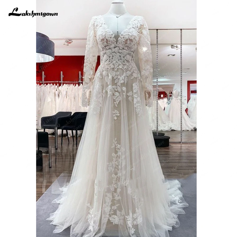 Fashion Long Sleeve Wedding Dress Soft Floral Lace Bridal Dress Floor Length Lakshmigown Vestido Civil Bridal Dress Backless
Fashion Long Sleeve Wedding Dress Soft Floral Lace Bridal Dress Floor Length Lakshmigown Vestido Civil Bridal Dress Backless