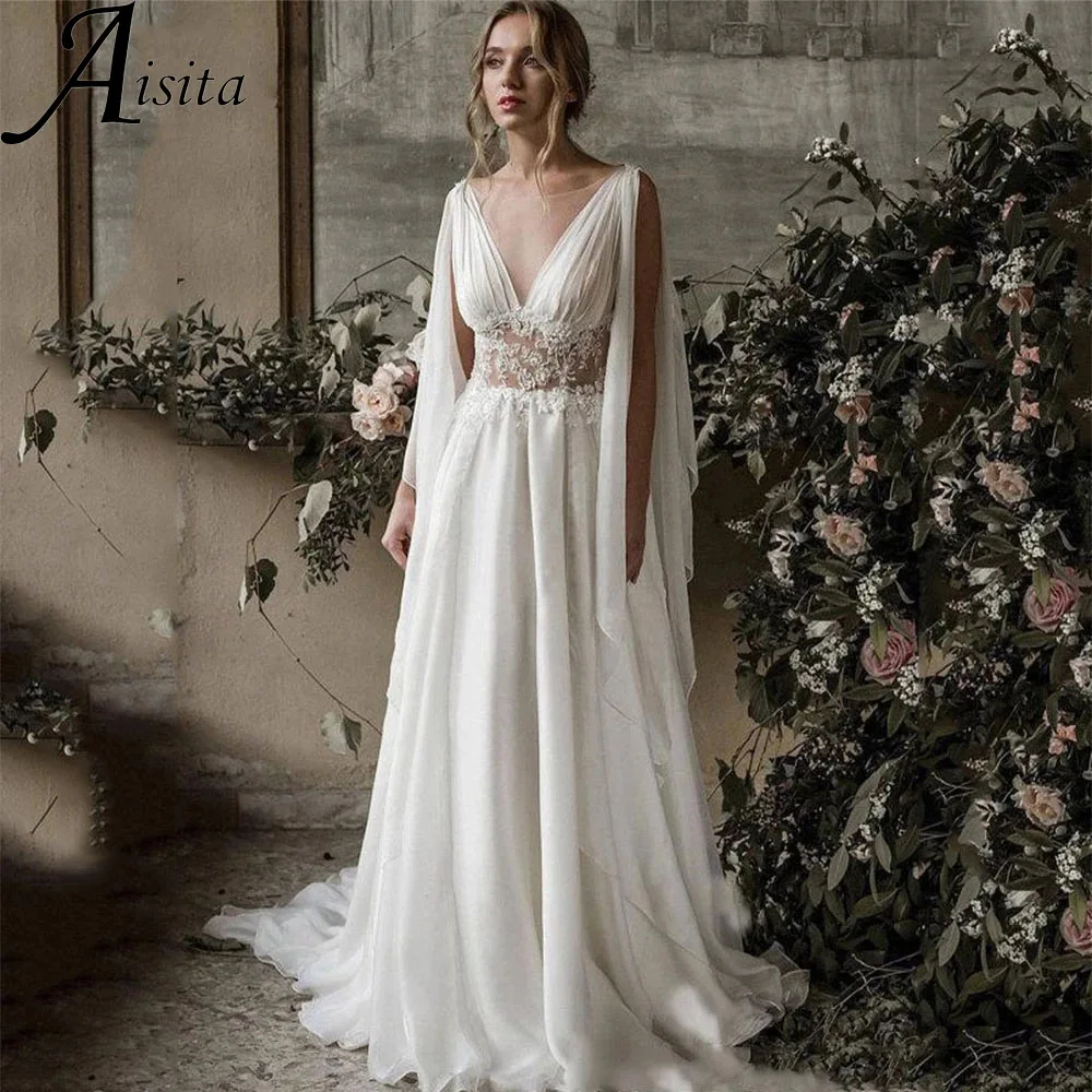 Женское свадебное платье со складками It's yiiya, белое кружевное платье трапециевидной формы с глубоким V-образным вырезом, открытой спиной и шлейфом на лето
Женское свадебное платье со складками It's yiiya, белое кружевное платье трапециевидной формы с глубоким V-образным вырезом, открытой спиной и шлейфом на лето