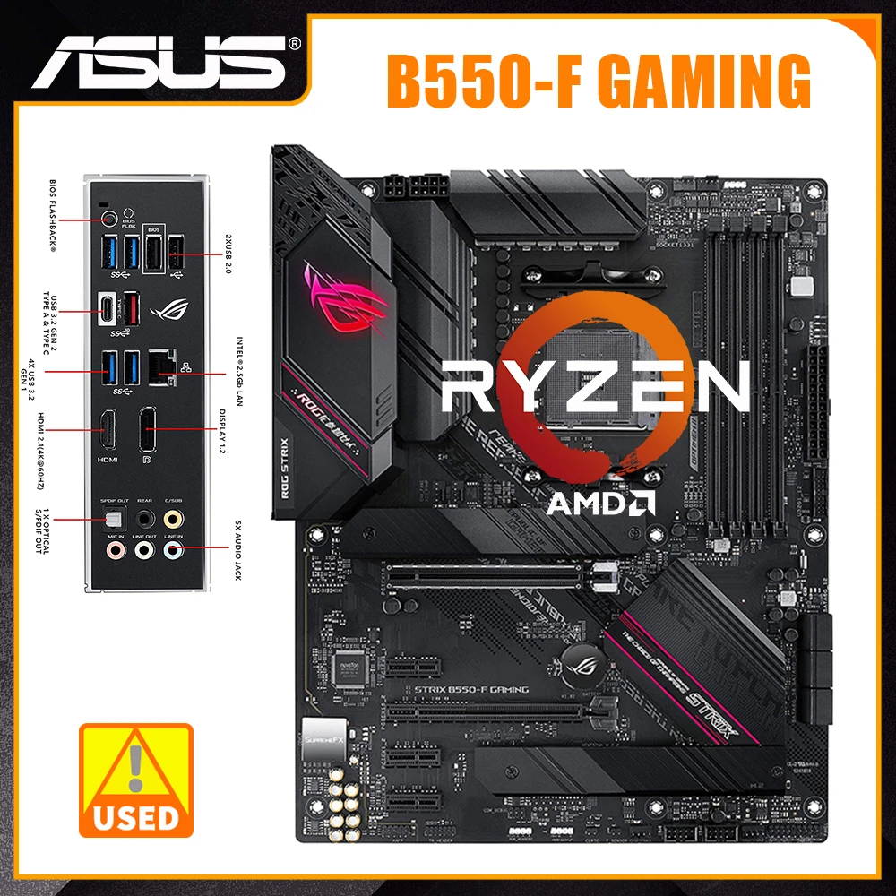 ASUS ROG STRIX B550-F GAMING Motherboard B550 Support Kit Ryzen 5 5600g CPU Socket AM4 DDR4 128GB 3200MHz 2×M.2 SATA3 USB3.2 ATX
ASUS ROG STRIX B550-F GAMING Motherboard B550 Support Kit Ryzen 5 5600g CPU Socket AM4 DDR4 128GB 3200MHz 2×M.2 SATA3 USB3.2 ATX