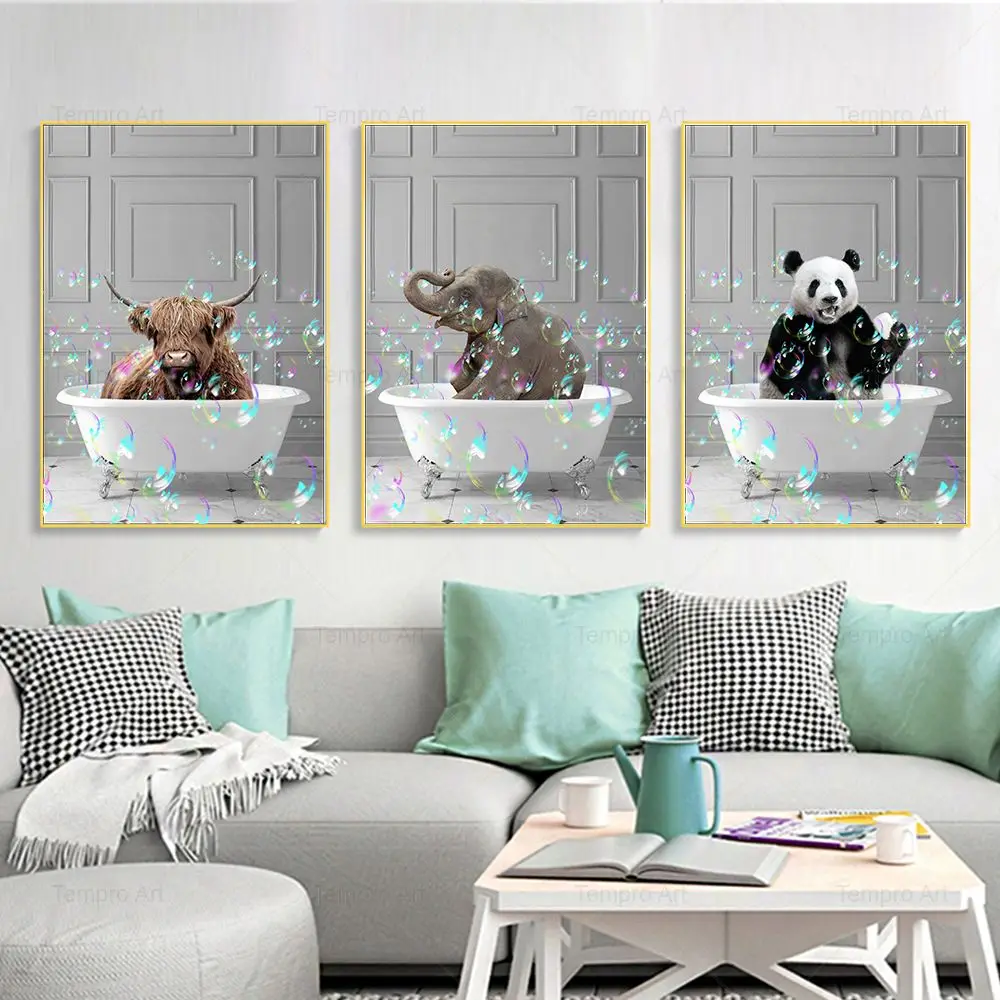 Animal in Bathtub Blowing Foam Picture Elephant Panda Bath Wall Art Canvas Painting Print Nordic Bathroom Home Decor Posters
Animal in Bathtub Blowing Foam Picture Elephant Panda Bath Wall Art Canvas Painting Print Nordic Bathroom Home Decor Posters
