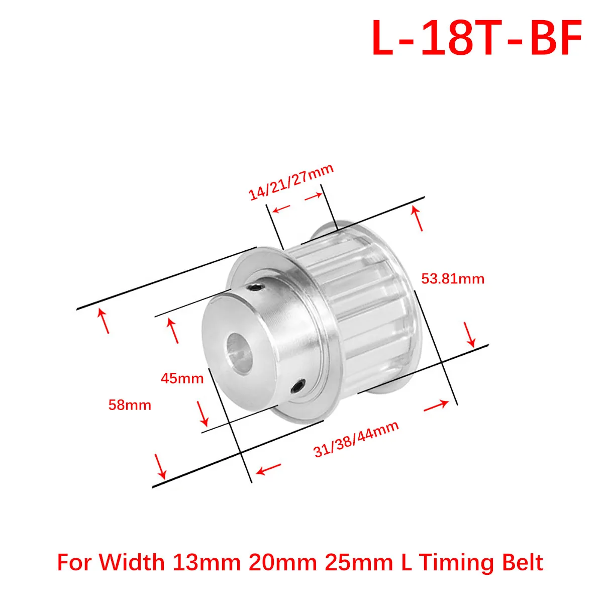 

L-18T-BF Timing Pulley Bore 8mm - 30mm Pitch 9.525mm Synchronous Pulley Wheel For Width 13/20/25mm L Rubber Timing Belt