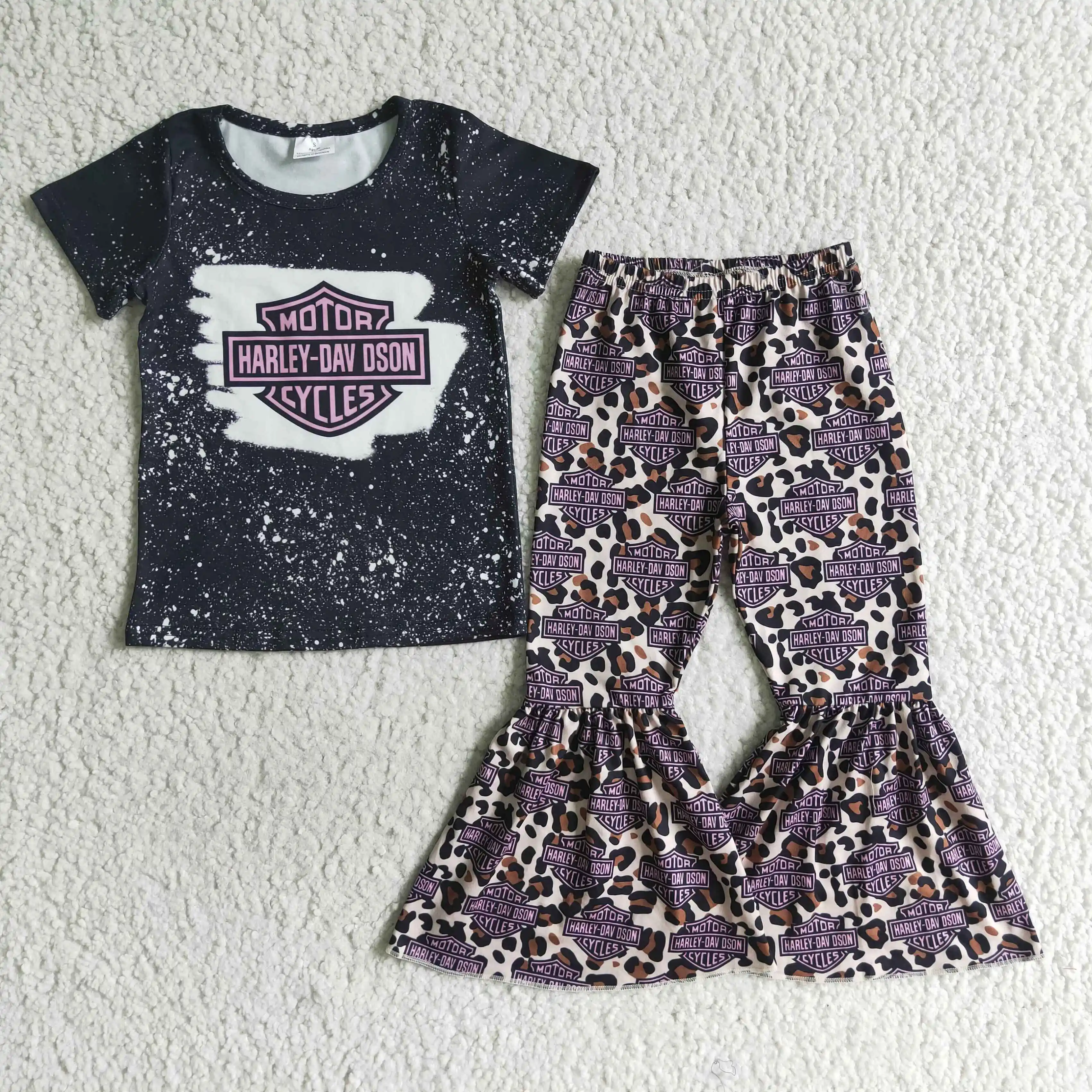 Baby Girls Clothes Motor Cycles Black Short Sleeves Leopard Baby Bell Bottom Pants Sets Children Clothing Sets
Baby Girls Clothes Motor Cycles Black Short Sleeves Leopard Baby Bell Bottom Pants Sets Children Clothing Sets