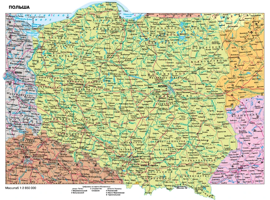 Административная карта Польши 70*40 см - купить по выгодной цене |