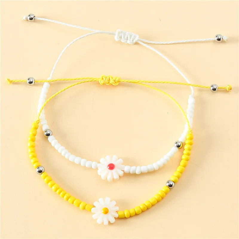 Trendy Sweet Stainless Steel Round Bead Daisy Flower Bracelets For Women Charm Handmade Rope Beaded Sunflower Bracelet Jewelry
Trendy Sweet Stainless Steel Round Bead Daisy Flower Bracelets For Women Charm Handmade Rope Beaded Sunflower Bracelet Jewelry