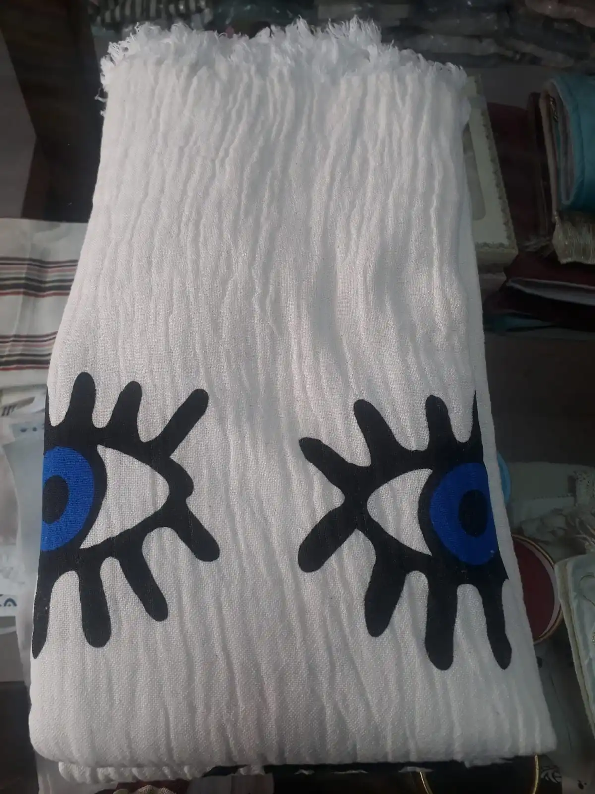 Double Layer Muslin Hand Printed Evil Eye DEsign Turkish Peshtemal Beach and Bath Towel
Double Layer Muslin Hand Printed Evil Eye DEsign Turkish Peshtemal Beach and Bath Towel