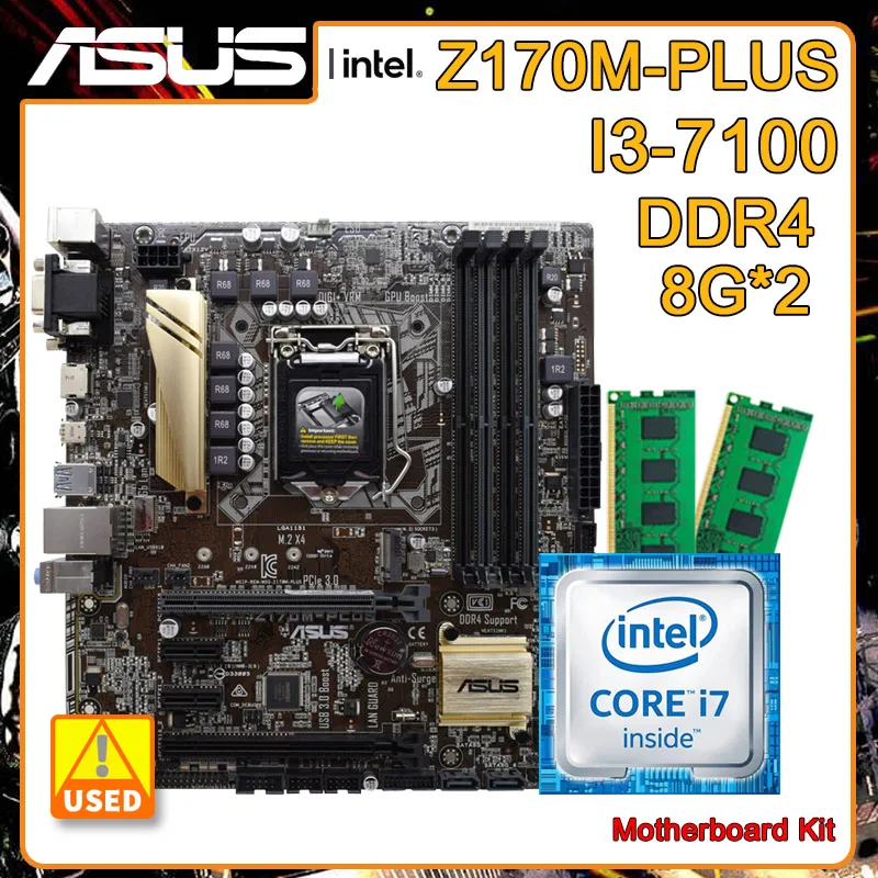 1151 Motherboard kit with Core I3 7100 cpus and 2*DDR4 8G ASUS Z170M-PLUS Motherboard Intel Z170 M.2 SATA III Micro ATX
1151 Motherboard kit with Core I3 7100 cpus and 2*DDR4 8G ASUS Z170M-PLUS Motherboard Intel Z170 M.2 SATA III Micro ATX