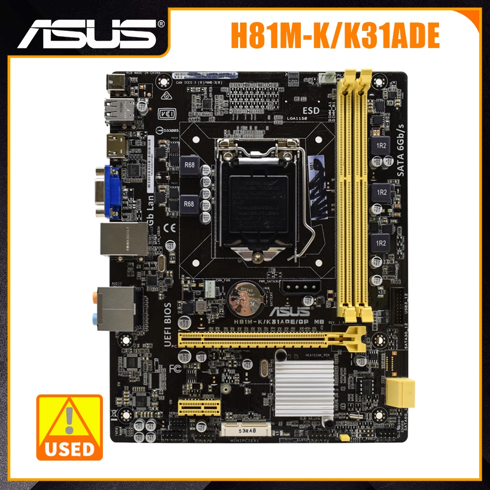 Материнская плата ASUS H81M-K/K31ADE LGA 1150 слот DDR3 Intel H81 Core i7 i5 i3 процессор питания