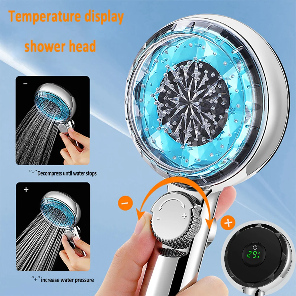 Digital Display Thermostatic Bathroom Shower Head Stop Button Water Pressurized Shower Head Household Universal Filter Shower
Digital Display Thermostatic Bathroom Shower Head Stop Button Water Pressurized Shower Head Household Universal Filter Shower