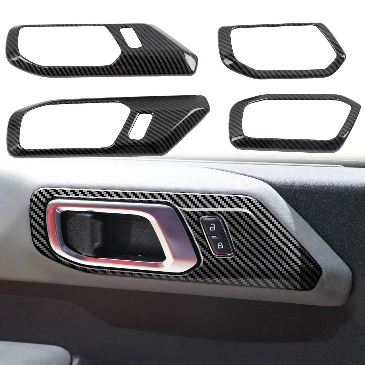 For Ford Bronco 2021 2022 Car Accessories ABS Plastic Carbon Car Door Handle Bowl Cover Trim 4pcs
For Ford Bronco 2021 2022 Car Accessories ABS Plastic Carbon Car Door Handle Bowl Cover Trim 4pcs