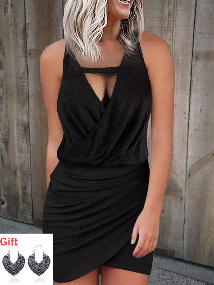 Sexy Sleeveles Vestido Cut Out Ruched Mini Dresses For Women Female Clothing Party Dresses Summer Dress Gift Pair Of Earrings
Sexy Sleeveles Vestido Cut Out Ruched Mini Dresses For Women Female Clothing Party Dresses Summer Dress Gift Pair Of Earrings