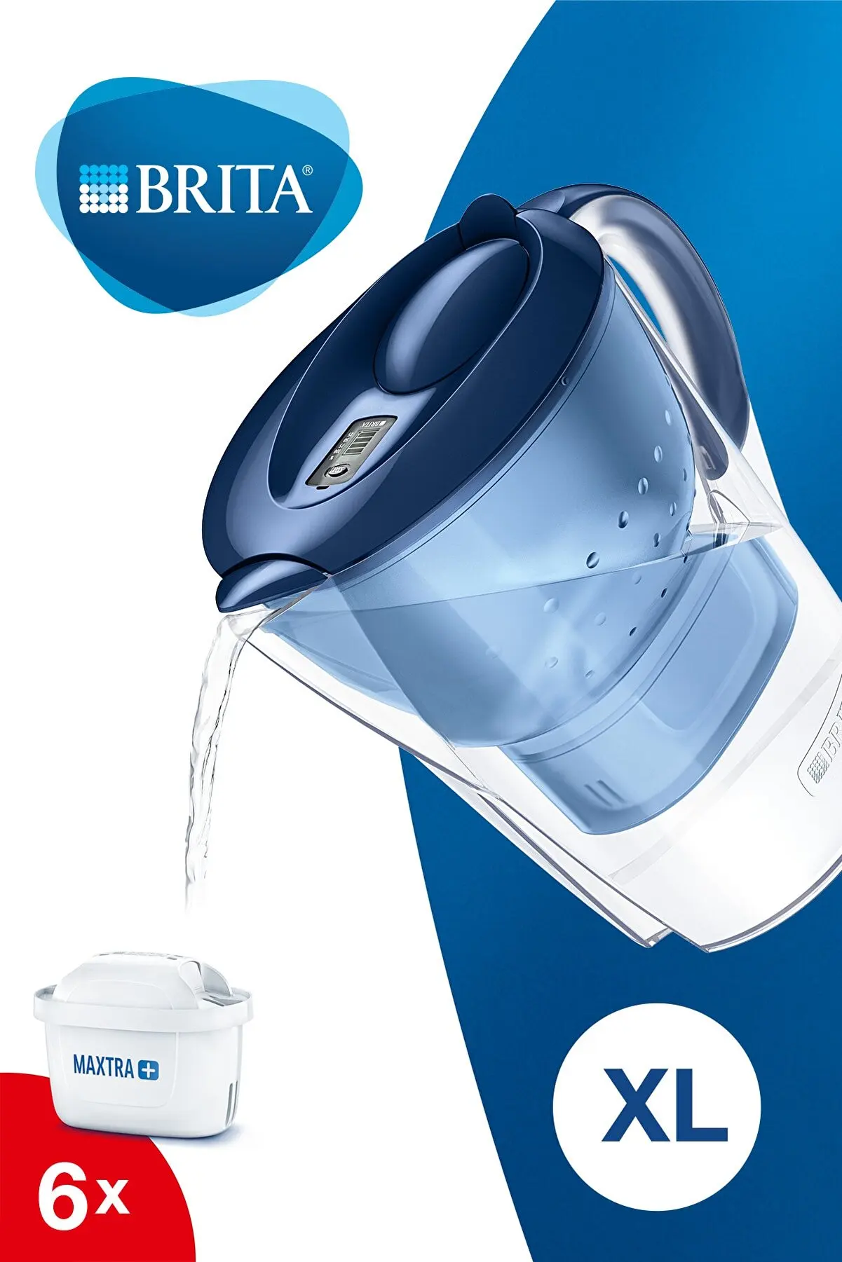 

BRITA Marella XL Water Filter Jug Bottle Maxtra With Replacement Water Filter Cartridges Reduce Chlorine