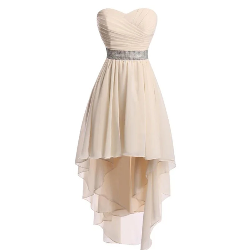 Short Sweetheart Bridesmaid Dresses Hi-lo Crystal Beaded Waist Strapless Prom Party Gown Custom Size
Short Sweetheart Bridesmaid Dresses Hi-lo Crystal Beaded Waist Strapless Prom Party Gown Custom Size