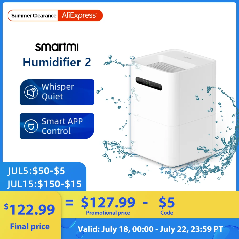 Увлажнители воздуха Smartmi 2 для спальни охлаждающий без тумана неультразвуковой