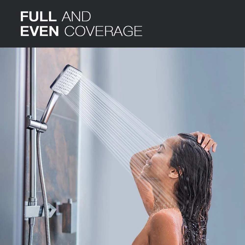 

Bath Faucets Shower Head Handheld High Pressure l 6 Spray Modes/Settings Detachable Shower Head with Stainless Steel Hose
