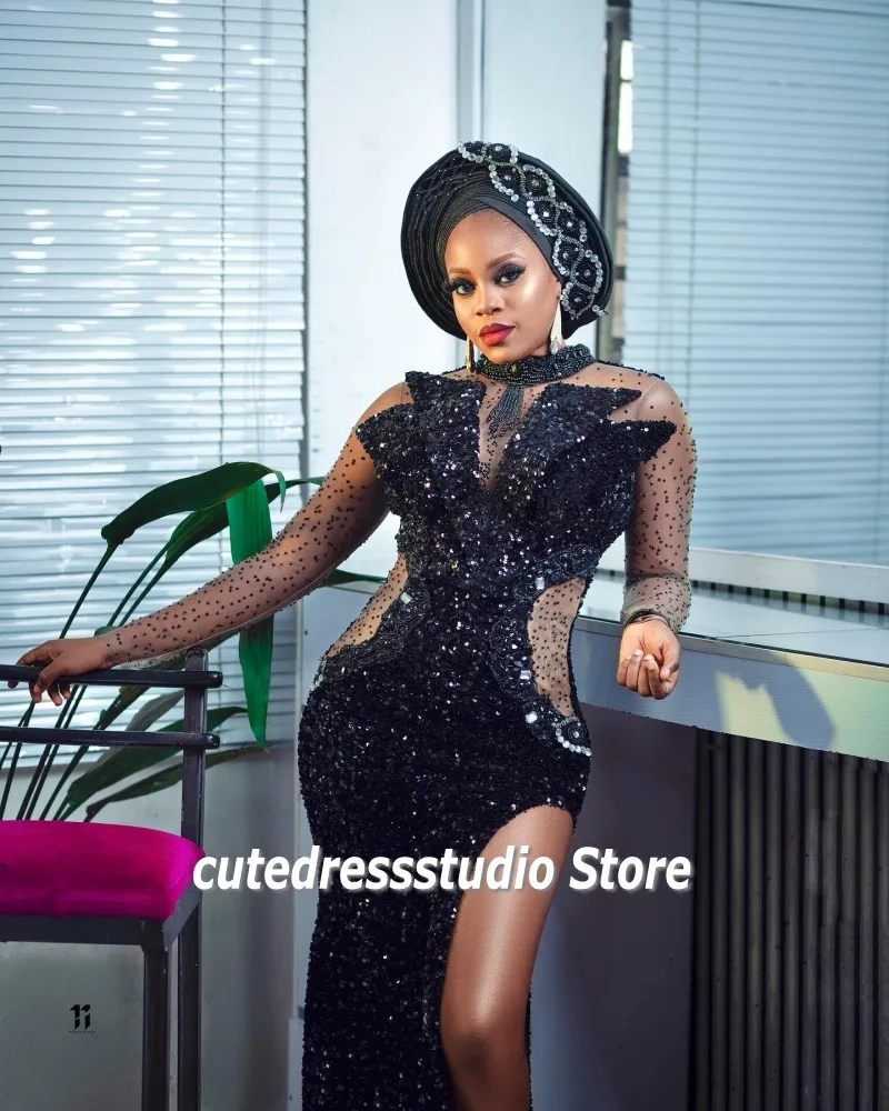 Formal Owambe Style Evening Dresses Long Sleeves Sequin African Women Mermaid Prom Gowns 2022 Wedding Reception Party Dress
Formal Owambe Style Evening Dresses Long Sleeves Sequin African Women Mermaid Prom Gowns 2022 Wedding Reception Party Dress