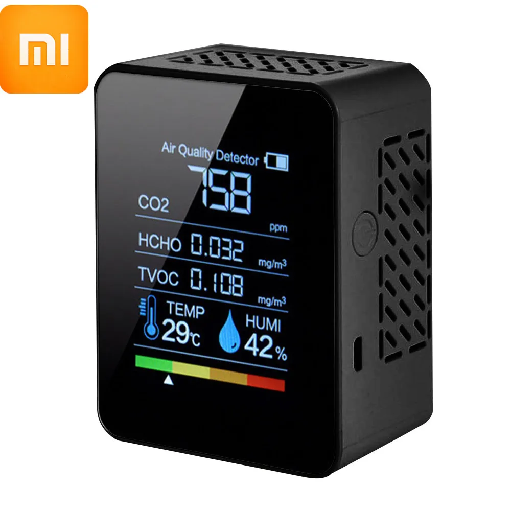 Цифровой измеритель температуры и влажности Xiaomi CO2 тестер углекислого газа TVOC HCHO детектор качества воздуха Многофункциональный монитор 5 в ...
Цифровой измеритель температуры и влажности Xiaomi CO2 тестер углекислого газа TVOC HCHO детектор качества воздуха Многофункциональный монитор 5 в ...