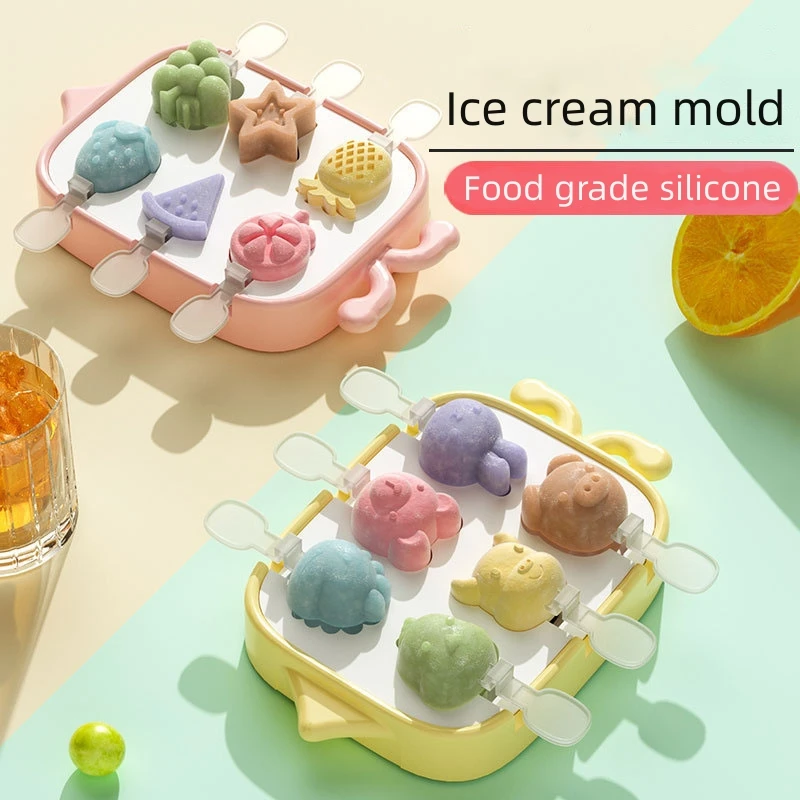 

Ice cream mold Food grade home restaurant for Popsicle Popsicle ice cream mold Silicone DIY stick box ice mold cute animal