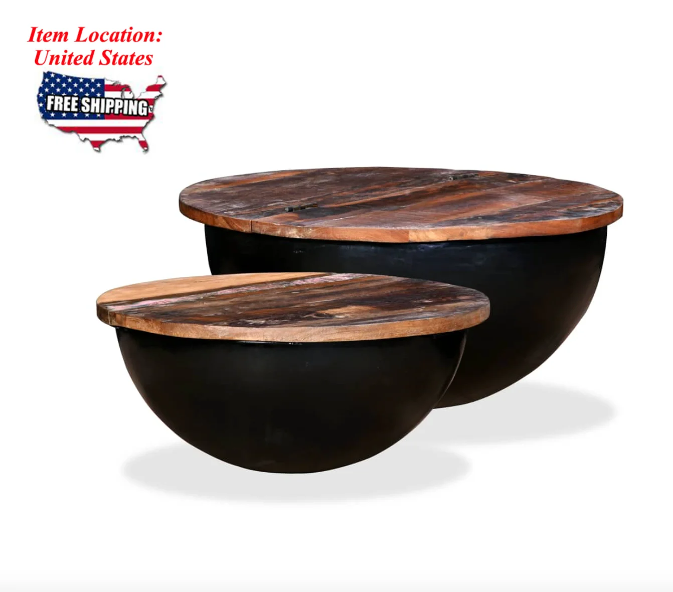 2 Piece Coffee Table Set Solid Reclaimed Wood Black Bowl Shape living room furniture SHIPPING FROM UNITED STATES
2 Piece Coffee Table Set Solid Reclaimed Wood Black Bowl Shape living room furniture SHIPPING FROM UNITED STATES