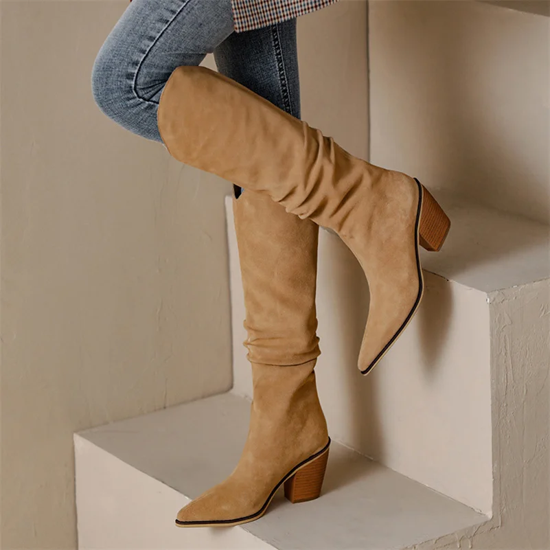Women Boots Winter 2022 Designer Luxury Faux Suede High Heel Plus Size Women Shoes Pointed Above The Lower Leg Western Boots
Women Boots Winter 2022 Designer Luxury Faux Suede High Heel Plus Size Women Shoes Pointed Above The Lower Leg Western Boots
