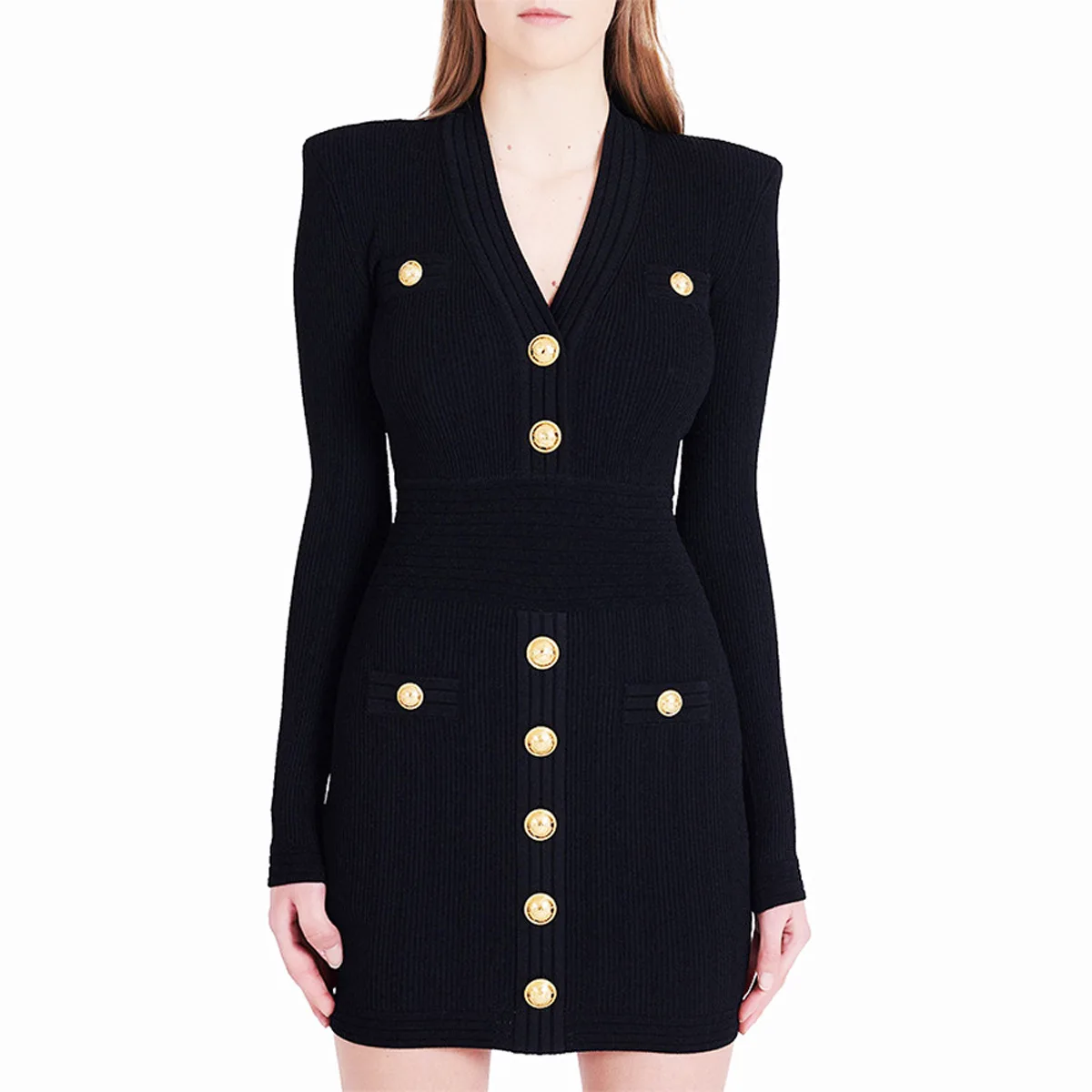 Women Fashion Knitted Dress V-neck Slim Fit Long Sleeve Knitting Fall Dress Black Laides Button Blend Dress For Ladies Dresses
Women Fashion Knitted Dress V-neck Slim Fit Long Sleeve Knitting Fall Dress Black Laides Button Blend Dress For Ladies Dresses