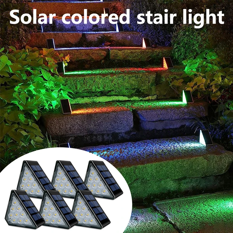 

4/6pcs LED RGB Solar Stair Light Waterproof Outdoor Garden Passage Courtyard Terrace Guardrail Step Light Landscape Light