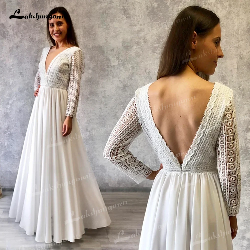 Bohemian Wedding Dress With Open Back Sleeves Boho ivory bridal dress 2022 Deep V-neck backless Chiffon Lace Custom made
Bohemian Wedding Dress With Open Back Sleeves Boho ivory bridal dress 2022 Deep V-neck backless Chiffon Lace Custom made