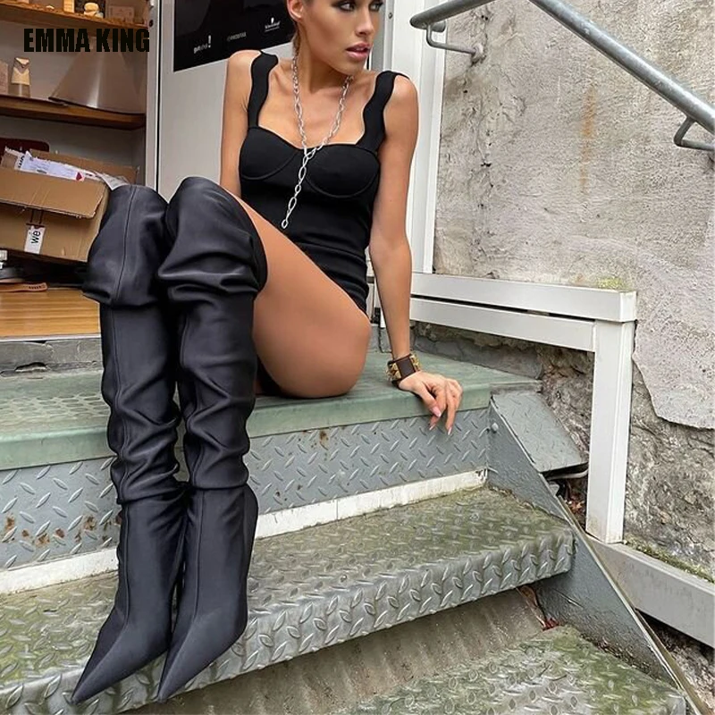 Plus Size 35-45 Sexy Super High Heels Boots Elastic Over The Knee Boots Pointed Toe Pleated women's Boots Shoes Black
Plus Size 35-45 Sexy Super High Heels Boots Elastic Over The Knee Boots Pointed Toe Pleated women's Boots Shoes Black