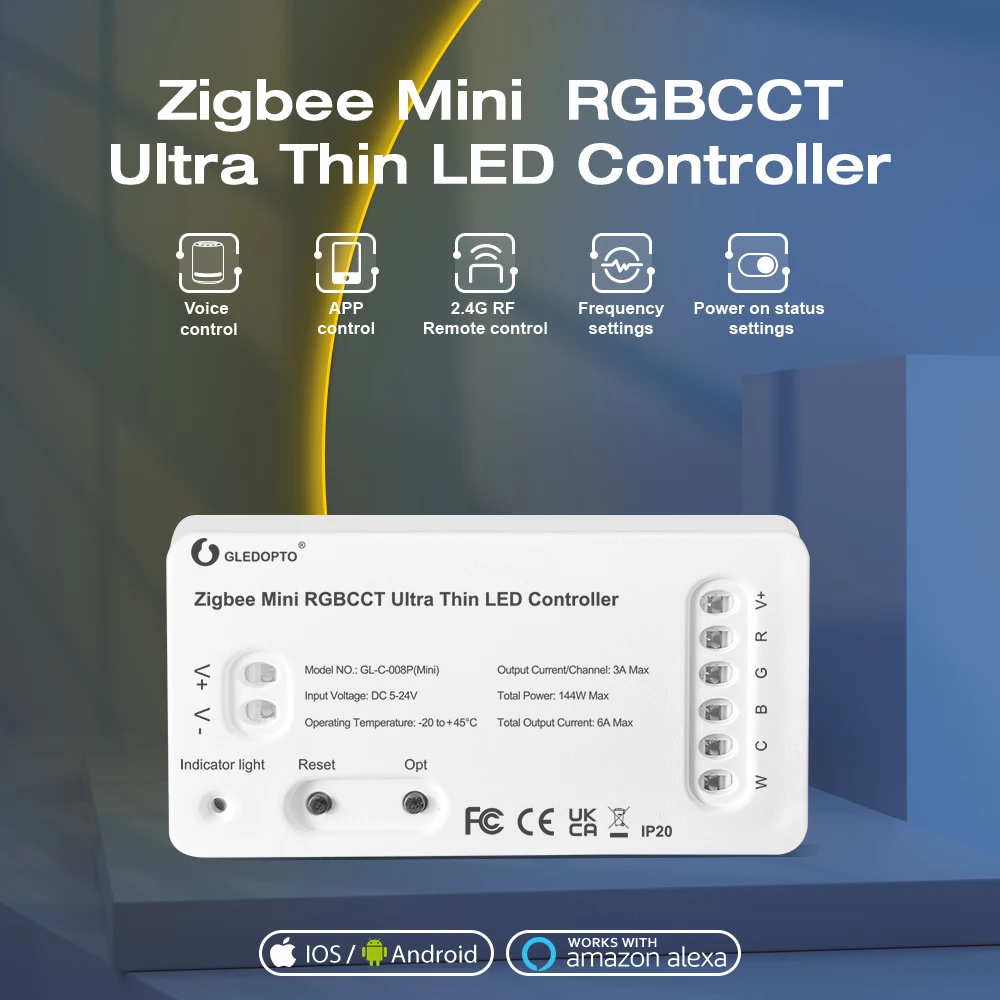 GLEDOPTO Zigbee 3.0 RGBCCWT контроллер светодиодной ленты
GLEDOPTO Zigbee 3.0 RGBCCWT контроллер светодиодной ленты