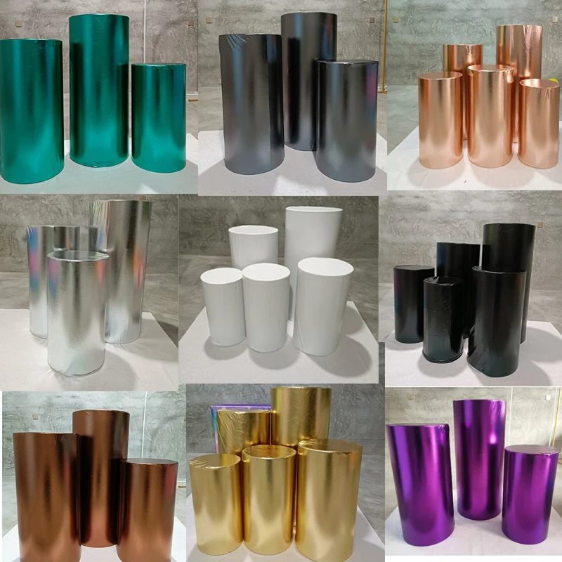 Gold Silver Black White Shiny Flash Fabric Stretch Bronzing Cloth Elastic Pedestal Column Cylinder Covers Party Decoration Photo
Gold Silver Black White Shiny Flash Fabric Stretch Bronzing Cloth Elastic Pedestal Column Cylinder Covers Party Decoration Photo