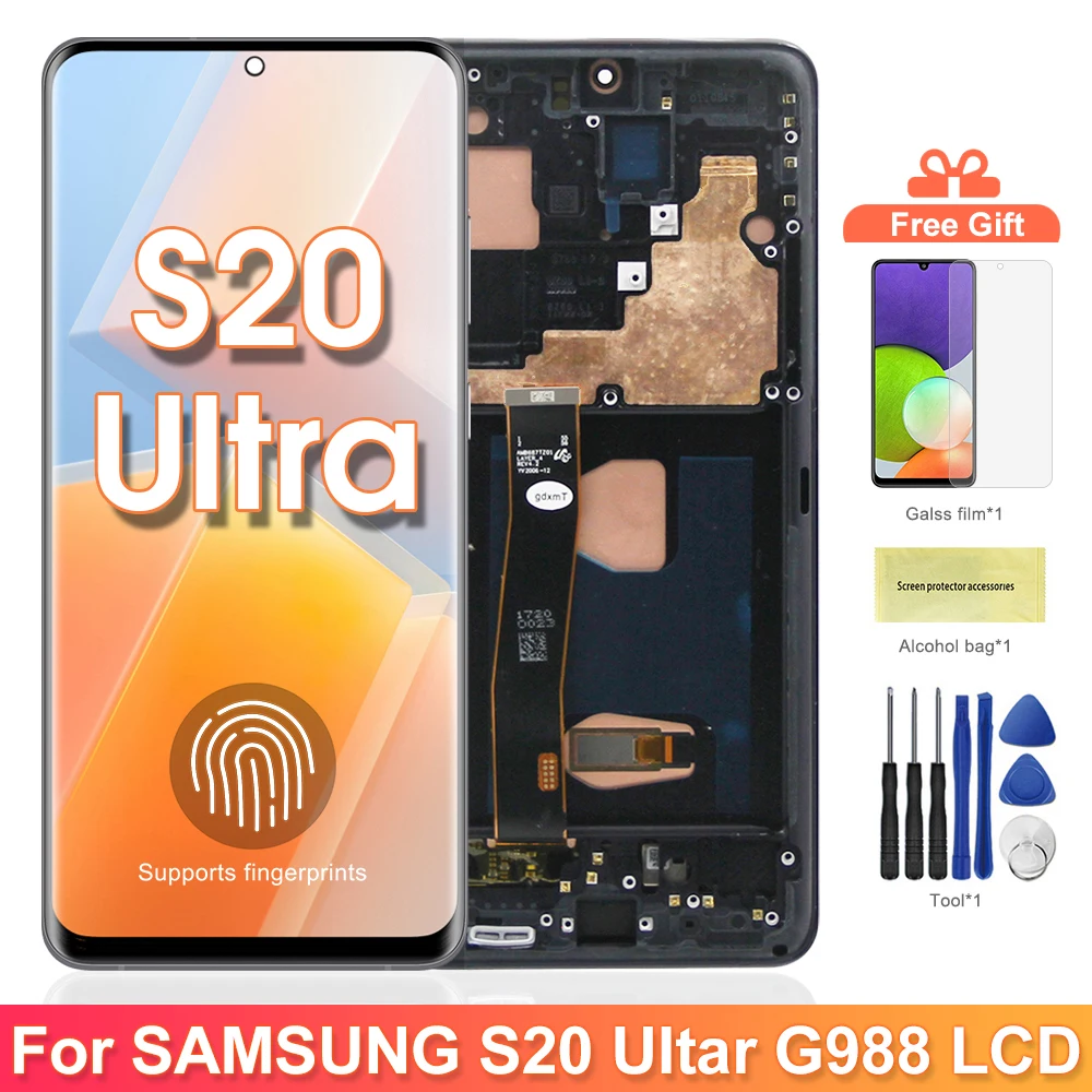 ЖК-дисплей Super AMOLED S20 с рамкой, цифровой сенсорный экран в сборе для Samsung Galaxy S20 Ultra G988B G988B/DS
ЖК-дисплей Super AMOLED S20 с рамкой, цифровой сенсорный экран в сборе для Samsung Galaxy S20 Ultra G988B G988B/DS