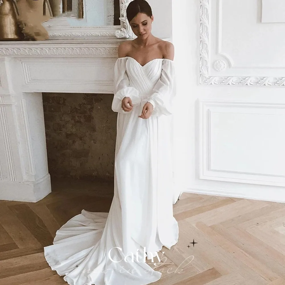 Cathy Off Shoulder Chiffon Boho Wedding Dresses V Neck Long Sleeve Button A Line Beach Bridal Wedding Custom Vestidos De Noiva
Cathy Off Shoulder Chiffon Boho Wedding Dresses V Neck Long Sleeve Button A Line Beach Bridal Wedding Custom Vestidos De Noiva