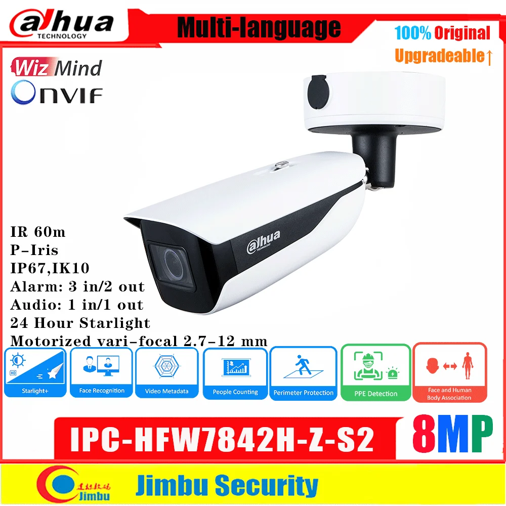 Dahua 8MP 4k IP Camera POE IPC-HFW7842H-Z IR 60M Motorized vari-focal 2.7-12 mm Face Recognition Bullet WizMind Network Camera
Dahua 8MP 4k IP Camera POE IPC-HFW7842H-Z IR 60M Motorized vari-focal 2.7-12 mm Face Recognition Bullet WizMind Network Camera