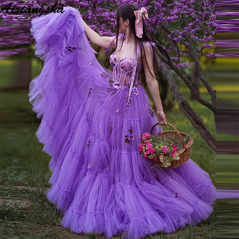 AIxiangsha Purple Adjustable Straps Tied Bow Prom Sweetheart Tulle Dress Layered Tulle Evening Dress A-Line Floral Dress Lace-Up
AIxiangsha Purple Adjustable Straps Tied Bow Prom Sweetheart Tulle Dress Layered Tulle Evening Dress A-Line Floral Dress Lace-Up