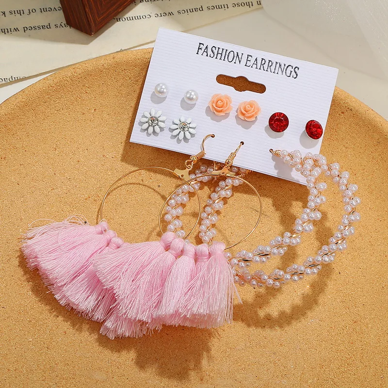Bohemian Earrings Set Silk Fabric Tassel Acrylic Pearl Earrings for Women White Feather Pink Flower Earring Fashion Jewelry Gift
Bohemian Earrings Set Silk Fabric Tassel Acrylic Pearl Earrings for Women White Feather Pink Flower Earring Fashion Jewelry Gift