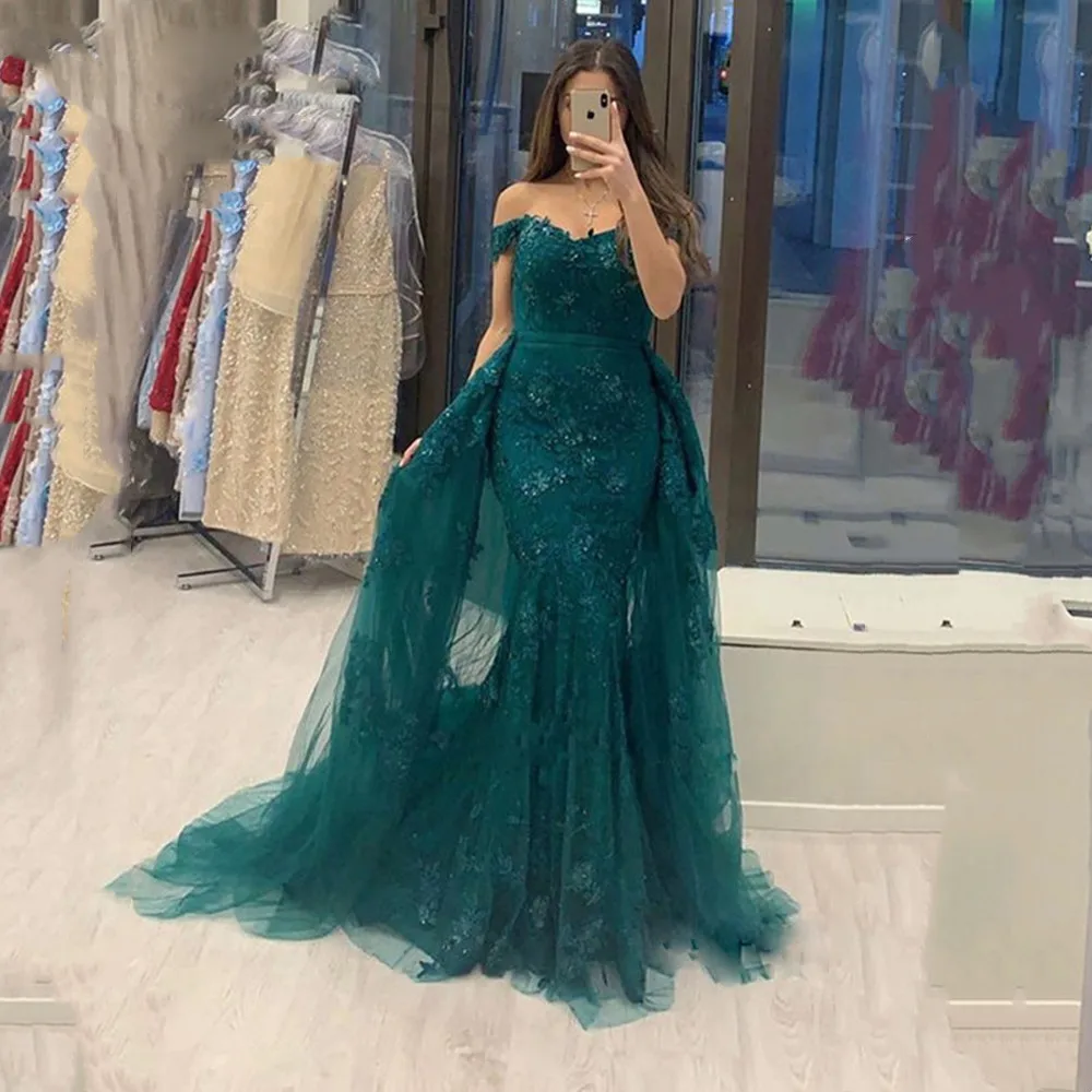 Sexy Mermaid Prom Dresses Grace Lace Embroidery Vestidos De Fiesta فساتين السهرة Green Mermaid Evening Dresses Detachable Tail
Sexy Mermaid Prom Dresses Grace Lace Embroidery Vestidos De Fiesta فساتين السهرة Green Mermaid Evening Dresses Detachable Tail