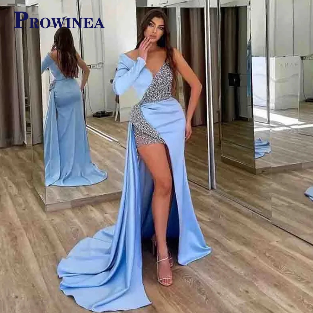 PROWINEA Modern Sky Blue HIgh Side Slit Evening Dress For Women One Shoulder V-Neck Beading Sequin Fitted Formal Party Prom Gown
PROWINEA Modern Sky Blue HIgh Side Slit Evening Dress For Women One Shoulder V-Neck Beading Sequin Fitted Formal Party Prom Gown