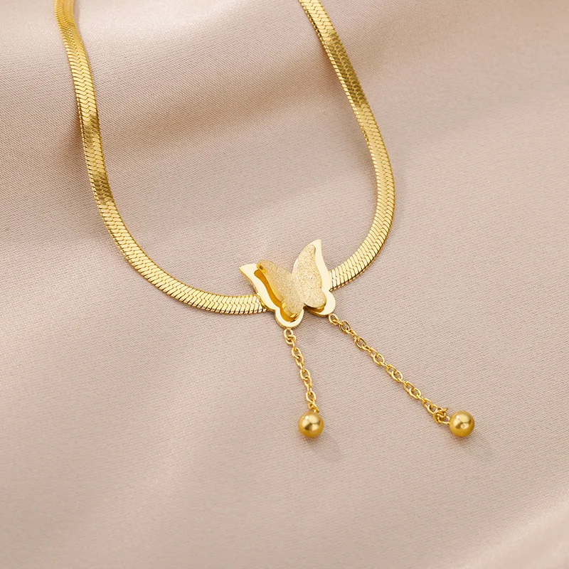 Butterfly Pendant Jewelry Set For Women Stainless Steel Gold Fashion Butterfly Blade Chain Bracelet Necklace Set Gift Bijoux New
Butterfly Pendant Jewelry Set For Women Stainless Steel Gold Fashion Butterfly Blade Chain Bracelet Necklace Set Gift Bijoux New