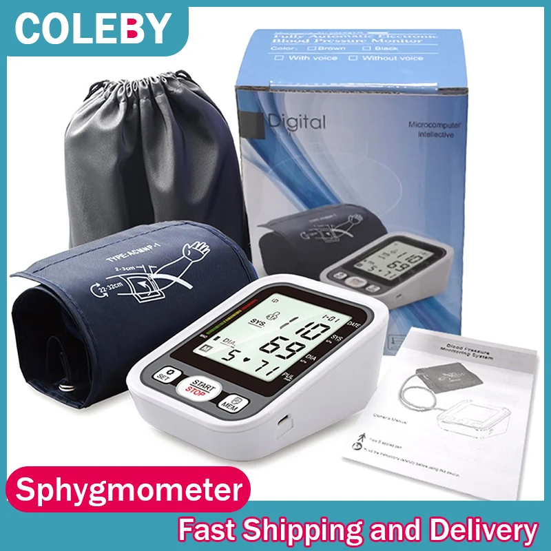 

Upper Arm Automatic Blood Pressure Monitor BP Sphygmomanometer Pressure Meter Digital Tonometer for Measuring Arterial Pressure