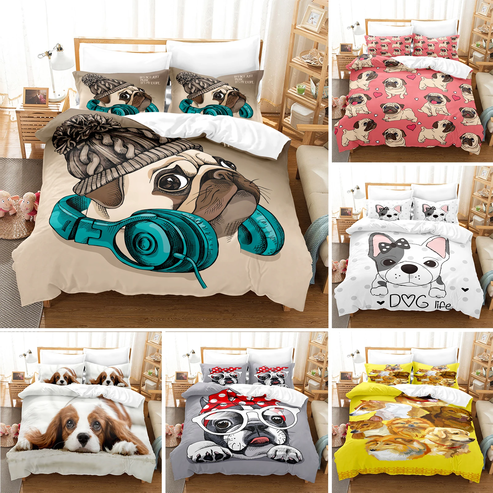 3D Print Cute dog Bedding Set Single Twin Full Queen King Size Pet dog Bed Set Aldult Kid Bedroom Duvetcover Sets
3D Print Cute dog Bedding Set Single Twin Full Queen King Size Pet dog Bed Set Aldult Kid Bedroom Duvetcover Sets