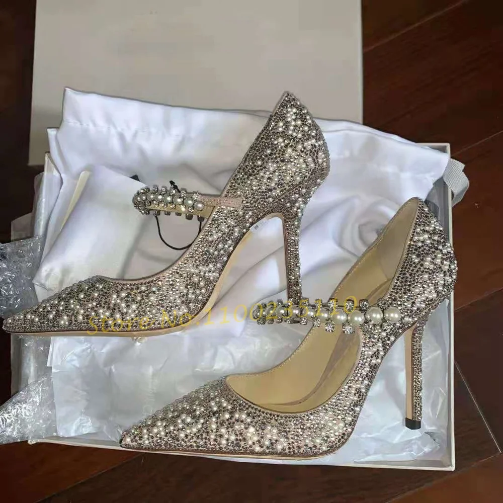 Pearl Diamond Pointy Mules High Heels Women Bling Elegant Wedding Stiletto Heels Sandals Summer Gorgeous Lady Silver Dress Shoes
Pearl Diamond Pointy Mules High Heels Women Bling Elegant Wedding Stiletto Heels Sandals Summer Gorgeous Lady Silver Dress Shoes