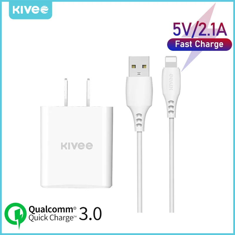 

KIVEE USB Fast Charger Cable Set For Iphone 14 13 12 11 pro max Xs Xr X SE 8 7 6s Plus Ipad Air Mini Fast Charging Adapter Cable